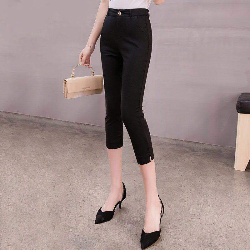 White Pants High Waist Slimming 2024 Spring, Summer and Autumn New Cropped Straight Ankle-Tied Pants Casual Loose Suit Pants Women