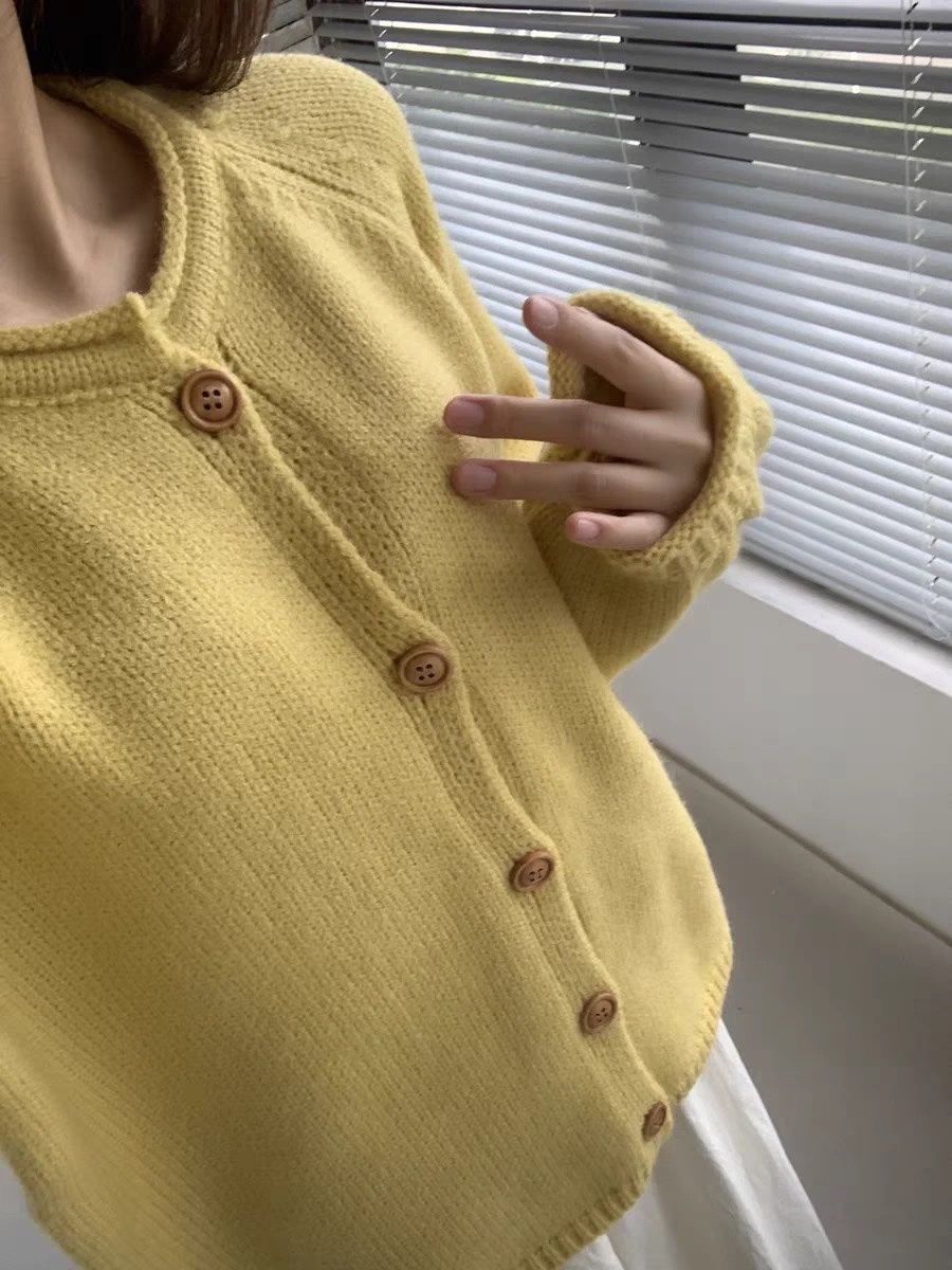 MILLI MILLU Small Sized Man's Wear Yellow Outerwear Knitwear Soft Glutinous Advanced Lazy Sweater Autumn and Winter