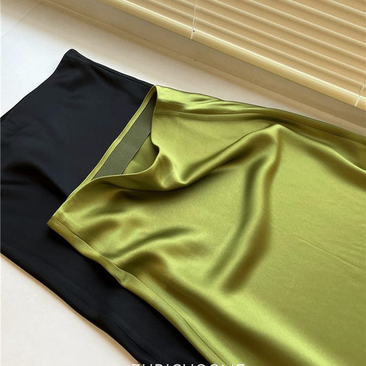 Classic Popular Return Six-Color Charming Style Graceful Small Fishtail Swing Side Slit Acetate Skirt