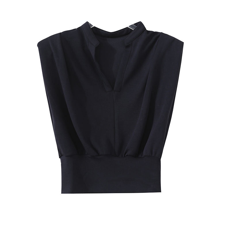 Sleeveless Waistcoat Vest T-shirt Top Women's Summer New Short Western Style Waist Top Anti-Aging Elegant Small Shirt