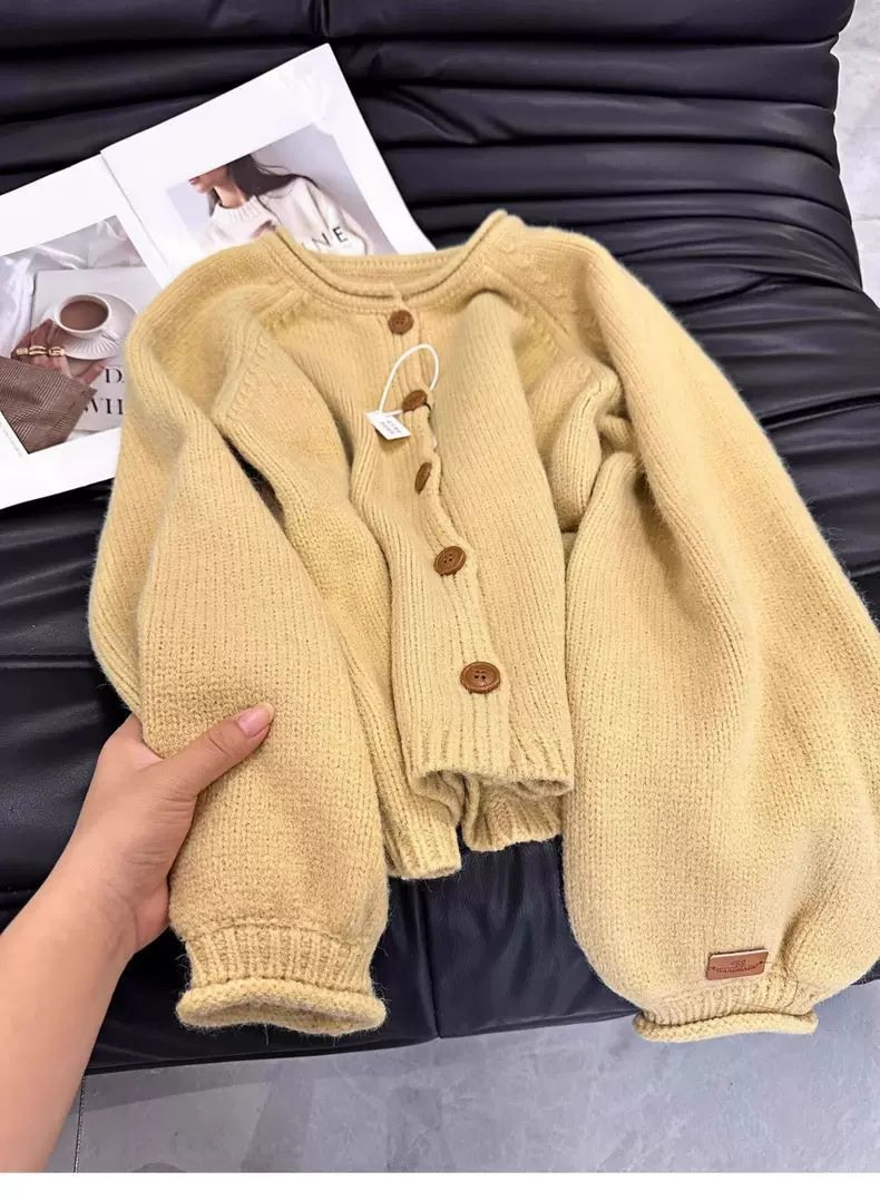 MILLI MILLU Small Sized Man's Wear Yellow Outerwear Knitwear Soft Glutinous Advanced Lazy Sweater Autumn and Winter