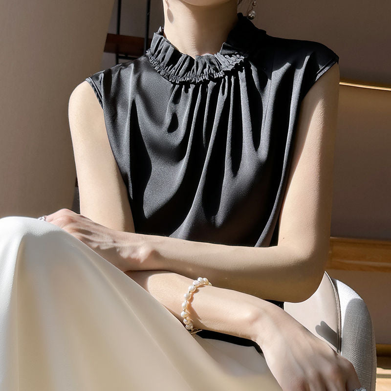 Heavy Silk Camisole Women's Summer Thin Korean Style Inner Suit Wooden Ear Outer Wear Mulberry Silk Sleeveless Top