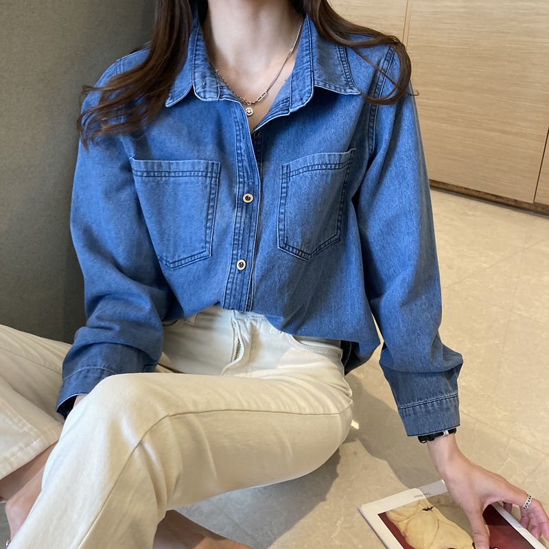 Áo Sơ Mi Denim Nữ Thu Đông