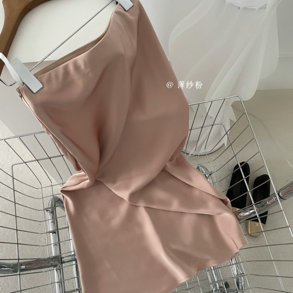 Fishtail Skirt for Women2024Summer New French Retro Satin Draping High Waist Slimming Sheath Dress