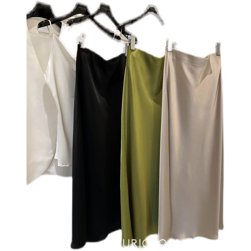 Classic Popular Return Six-Color Charming Style Graceful Small Fishtail Swing Side Slit Acetate Skirt